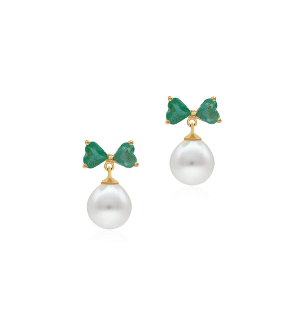 Green love bow earrings